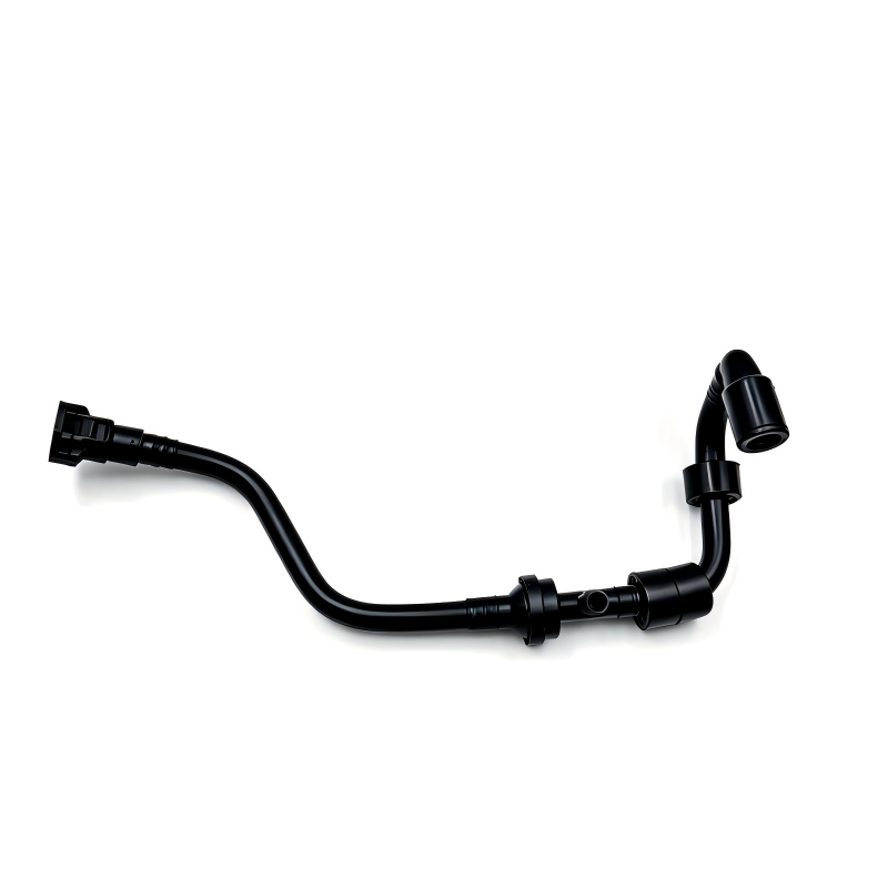Black vacuum hose with Y-branch split and two open tube ends